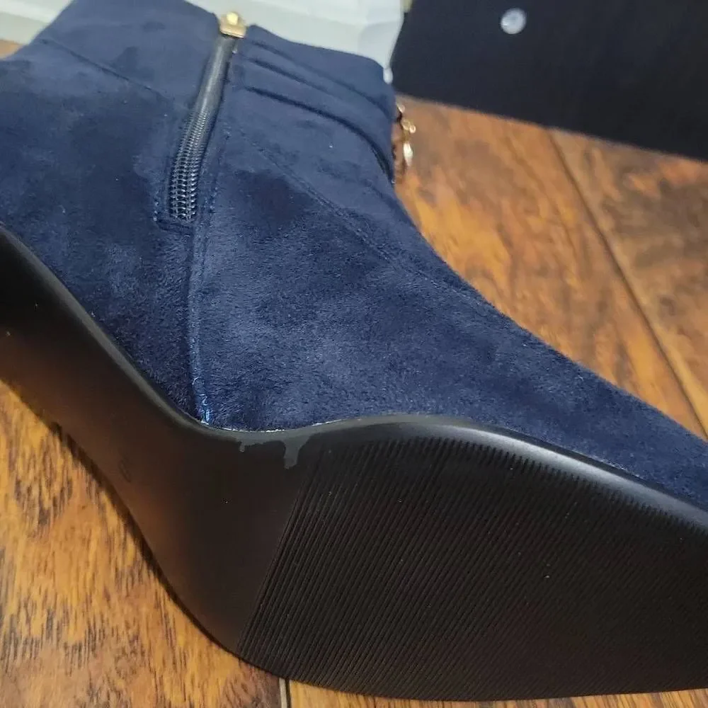 IDIFU Suede Pointed Toe Heeled Booties - Picture 11 of 13